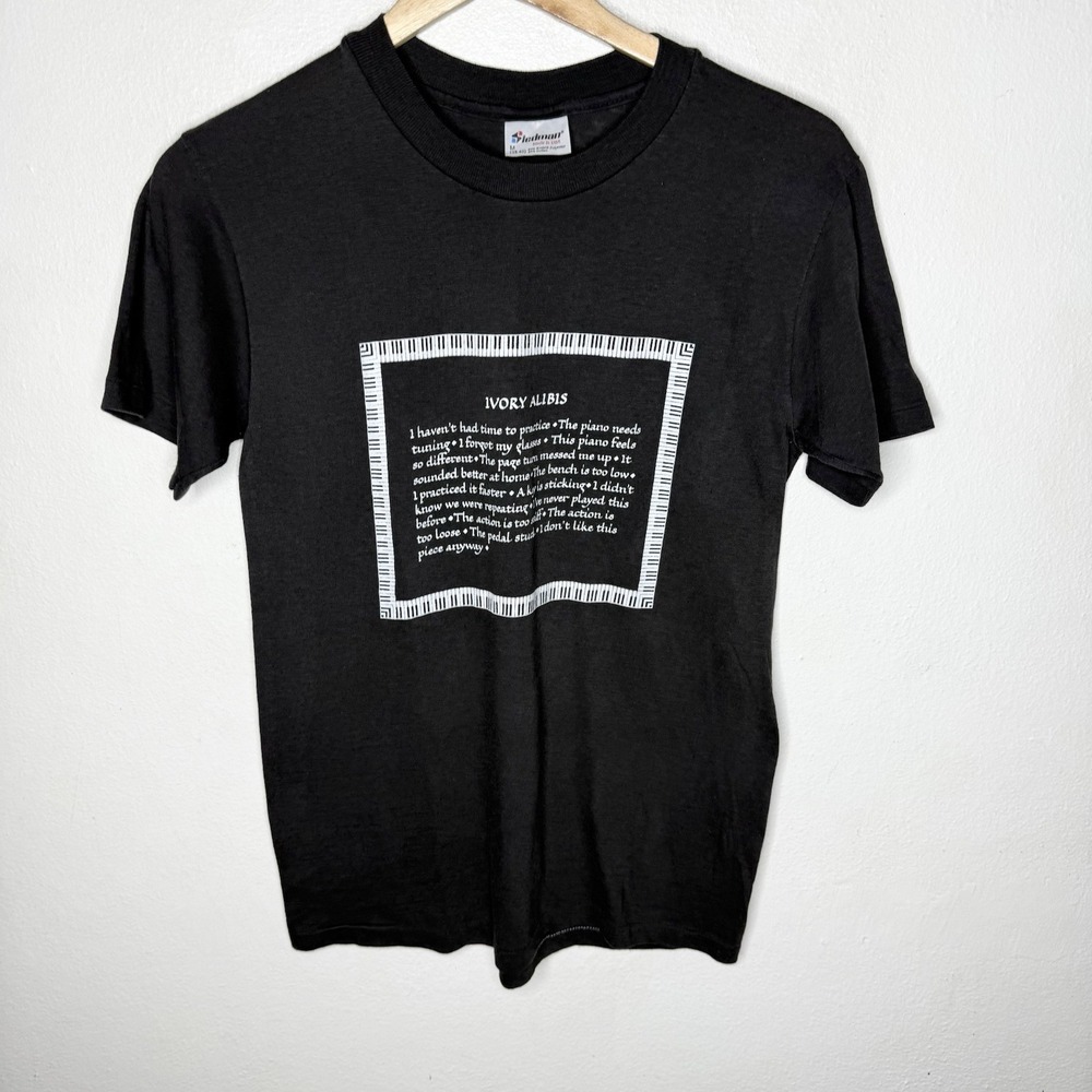 Vintage Single Stitch Ivory Alibis Piano T-Shirt Men's‎ Medium Stedman Tee Shirt